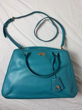 Coach Tiffany Blue/Turquoise Leather Crossbody Multi Compartment
